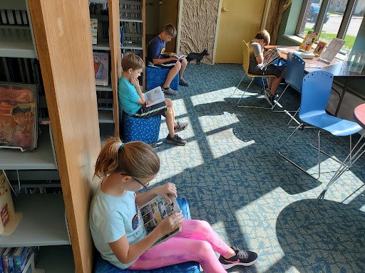 Students reading in the school library